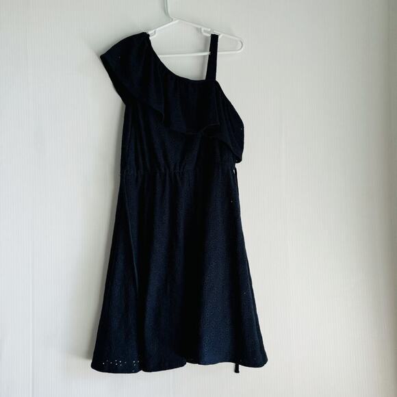 NWT Speechless Eyelet Navy Ruffle Shoulder Dress - Picture 3 of 5
